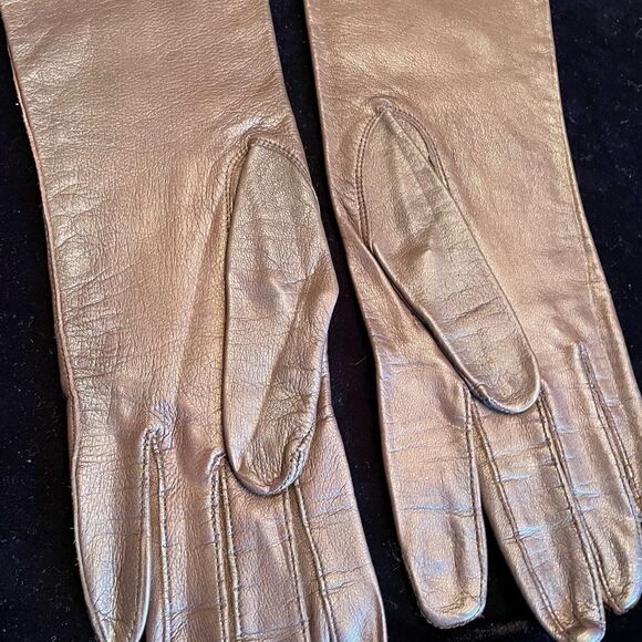 GLOVES By Superb Vintage 3/4 Length Brown Leather Gloves Size 6.5 - Picture 8 of 13